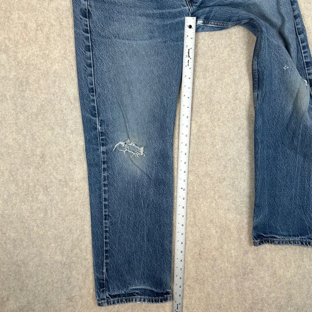 Levi's 505 Jeans Mens 36x32 Blue‎ Distressed Regular Fit Straight Leg Denim
